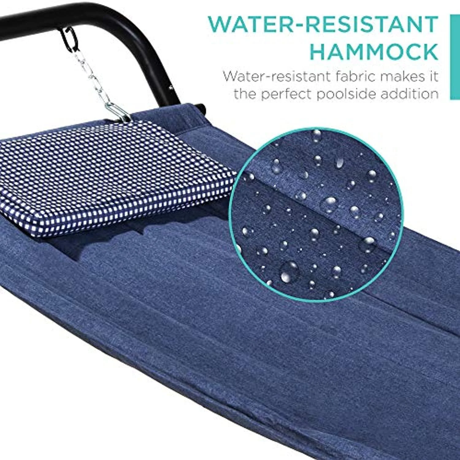best choice products outdoor hammock bed with stand for patio, backyard, garden, poolside w/weather-resistant polyester, 500l