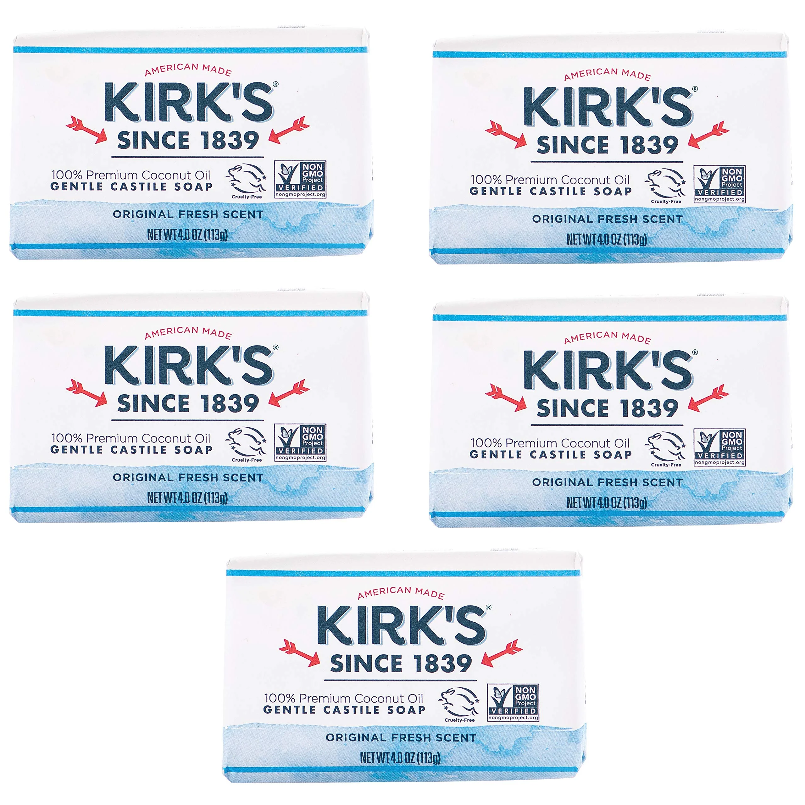 Kirks Kirk&s;s Castile Bar Soap Clean Soap for Men, Women &a; Children| Premium Coconut Oil | Sensitive Skin Formula, Vegan | Original Fre