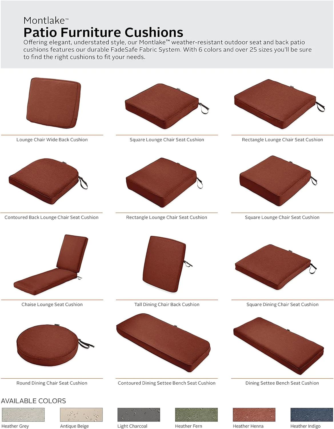 Classic Accessories Square Patio Lounge Seat Cushion Slip Cover-5