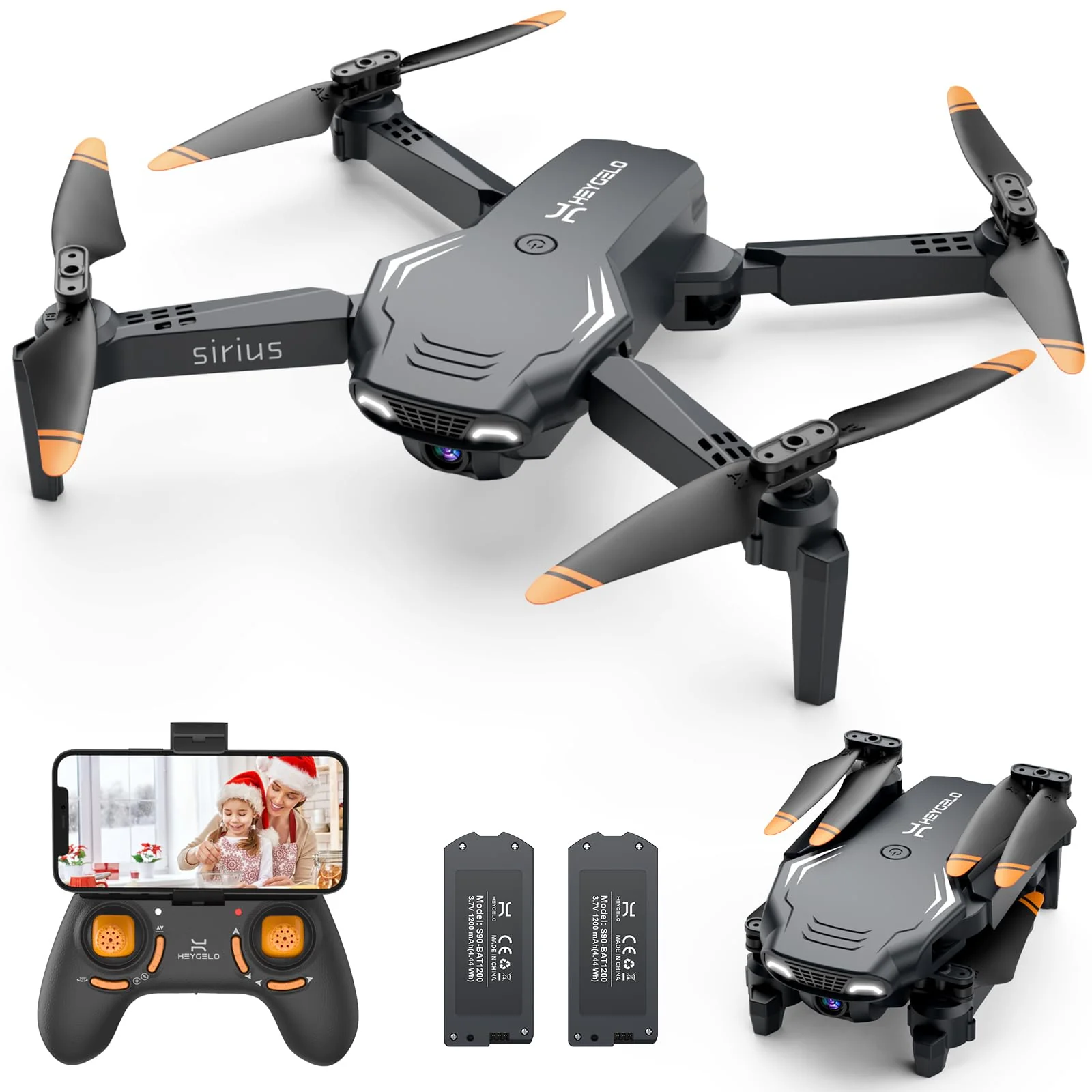 Heygelo S90 Drone with Camera for Adults, 1080P HD Mini FPV Drones for Kids Beginners, Foldable RC Quadcopter Toys Gifts with Al