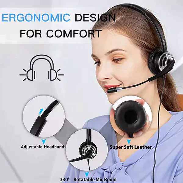 Mairdi Mono PC Headset with Mic Noise Canceling for Laptop Teams Zoom Office Call Center VoIP Phone Calls