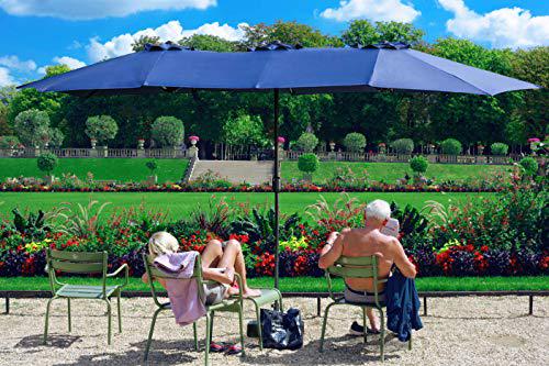 PatioFestival patio festival double-sided outdoor umbrella,15x9 ft aluminum garden large umbrella with tilt and crank for market,camping,sw