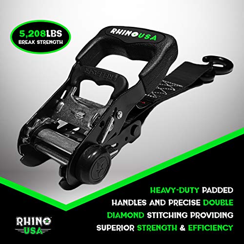 RHINO USA Ratchet Straps Tie Down Kit, 5,208 Break Strength - Includes (4) Heavy Duty 1.6