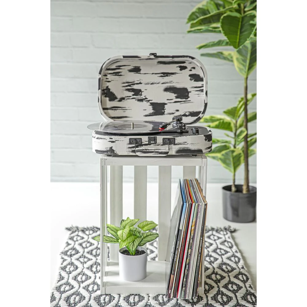 Crosley Furniture Discovery Record Player In Black &a; White