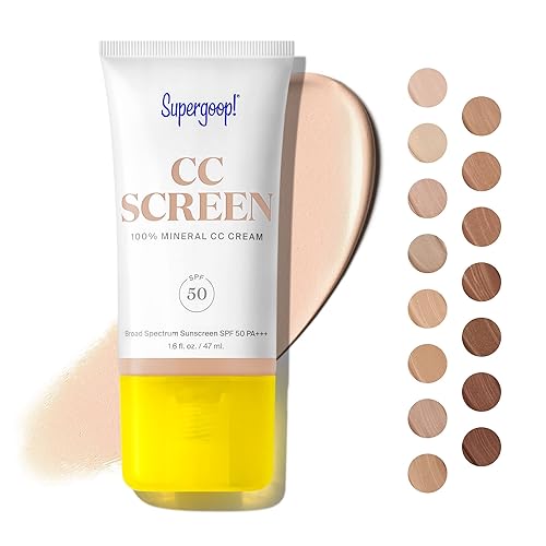 Supergoop! Supergoop cc Screen - SPF 50 PA++++ cc cream, 100% Mineral color-corrector &a; Broad Spectrum Sunscreen - Tinted Moisturizer, conc