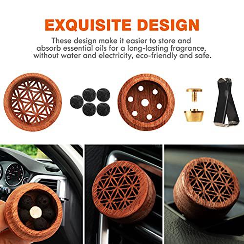 kilostep essential oil car diffuser, 2 pcs car aromatherapy wood diffuser with vent clip