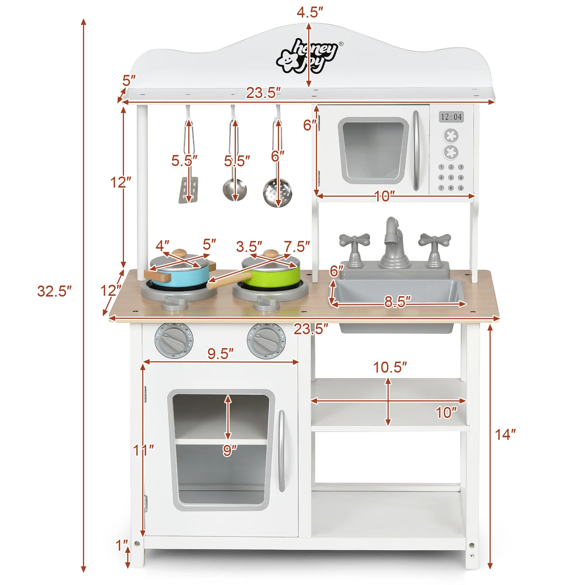 Costway Wooden Pretend Play Kitchen Set for Kids Toddlers w/ Accessories &a; Sink