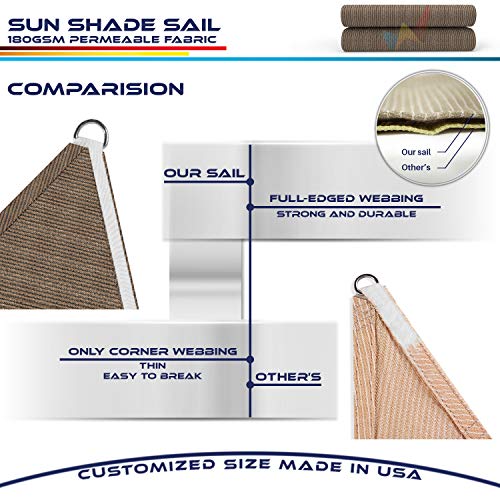Windscreen4less 8 x 12 Rectangle Sun Shade Sail - Brown with Black Strips Durable UV Shelter Canopy for Patio Outdoor Backyard -
