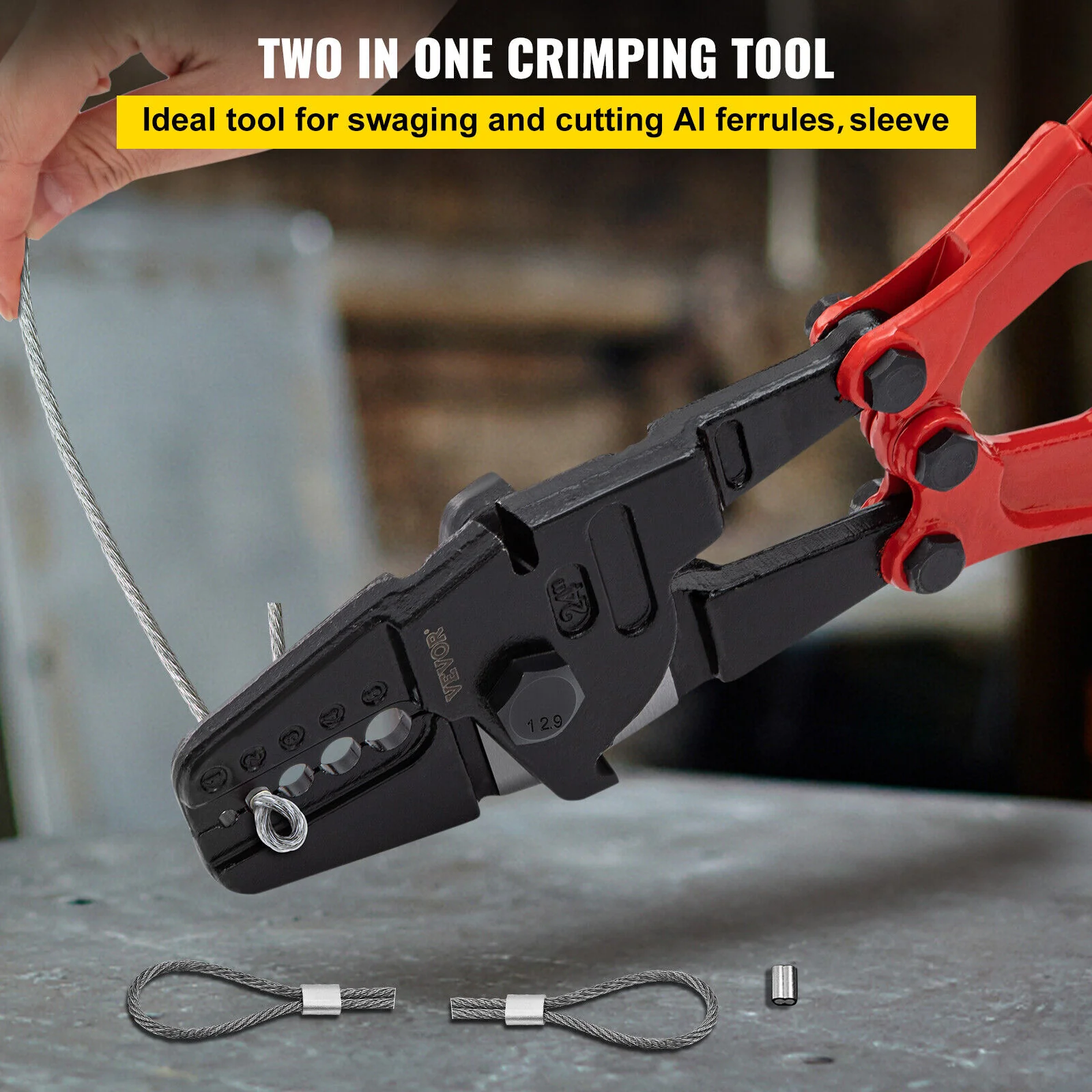 GCP Products 24&s;&s; Hand Swager Swaging Crimping Tool For Wire Rope Cable Swage 1/16&s;&s;- 3/16&s;&s;