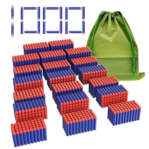 Soyee Coodoo Compatible Darts 1000 PCS Refill Pack Bullets for Nerf N-Strike Elite Series Blasters Toy Gun - Blue with Storage Bag