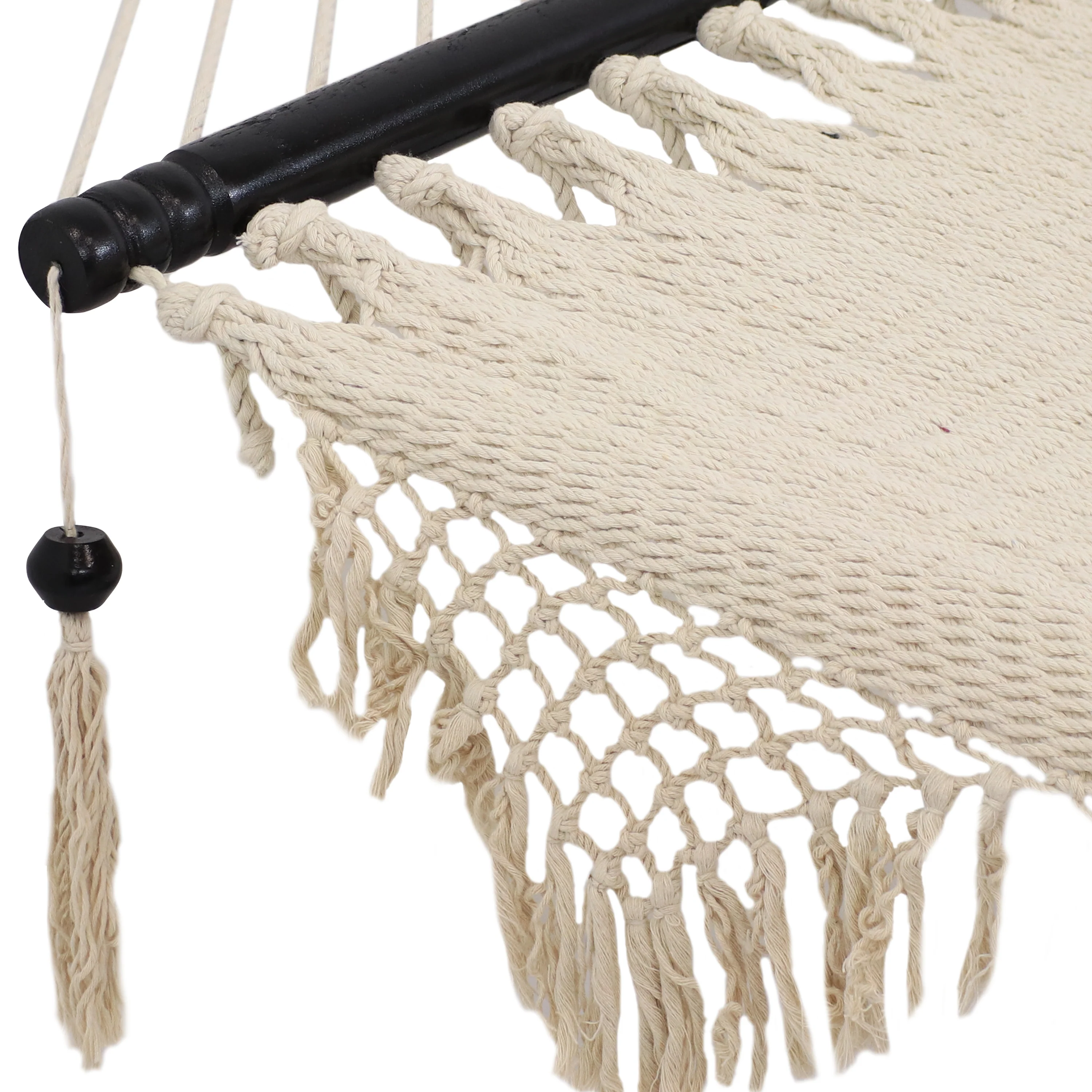 Sunnydaze Decor 2-Person Woven Hammock with Wooden Spreader Bars - White