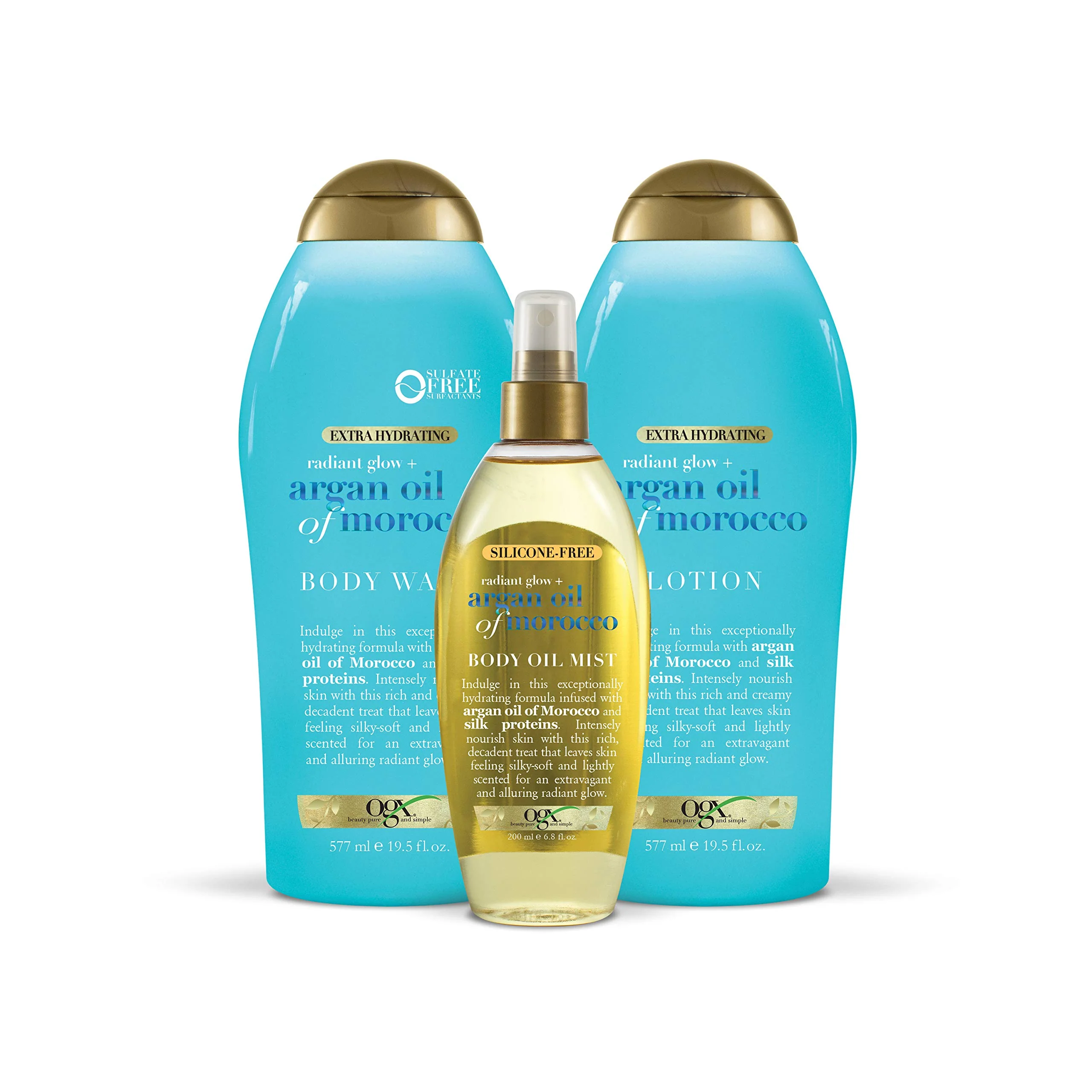 OGX Radiant Glow + Argan Oil of Morocco Extra Hydrating Body Lotion for Dry Skin, Nourishing Creamy Body &a; Hand Cream for Silky