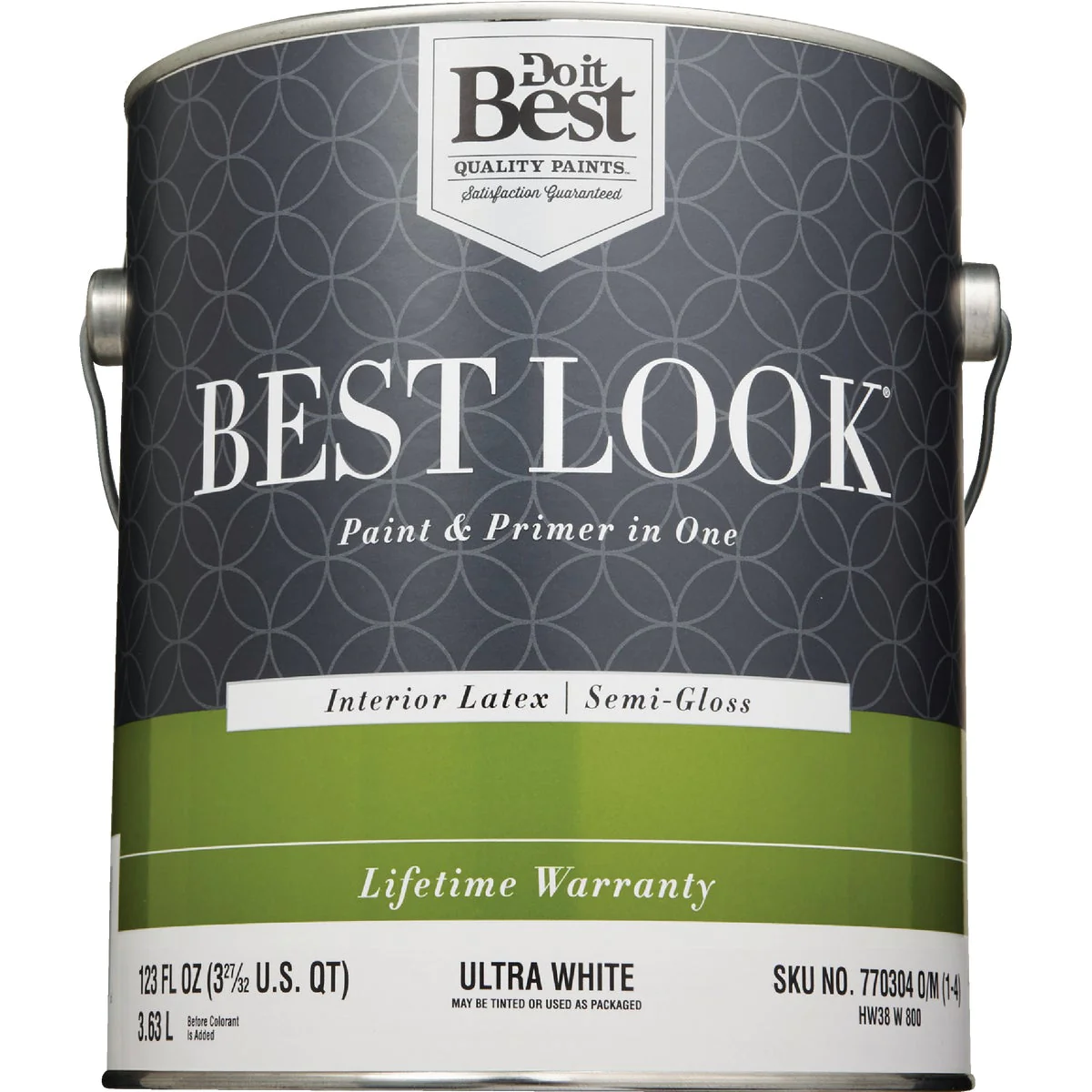 Best Look SIM Supply, Inc. HW38W0800-16 Best Look Latex Premium Paint &a; Primer In One Semi-Gloss Interior Wall Paint, Ultra White, 1 Gal.