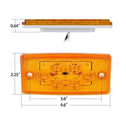 Partsam Truck Cab Light 6LED Amber Top Roof Running Cab Marker Light 5pcs Waterproof Compatible with /Freightliner Heavy Duty Tr