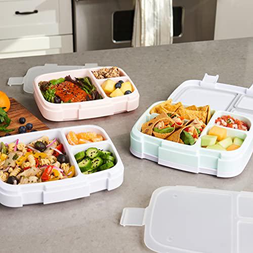 bentgo fresh 3-pack meal prep lunch box set - reusable 3-compartment containers for meal prepping, healthy eating on-the-go,