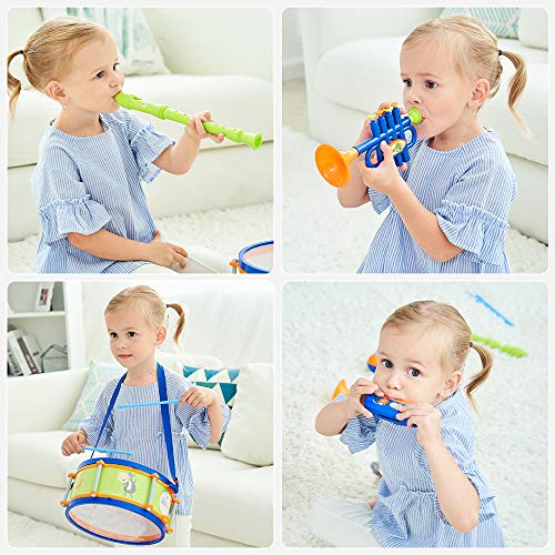 iPlay, iLearn Toddler Musical Instruments Toys, Kids Drum Set, Baby Trumpet, Percussion, Harmonica, Maraca, Flute, Tambourine, B