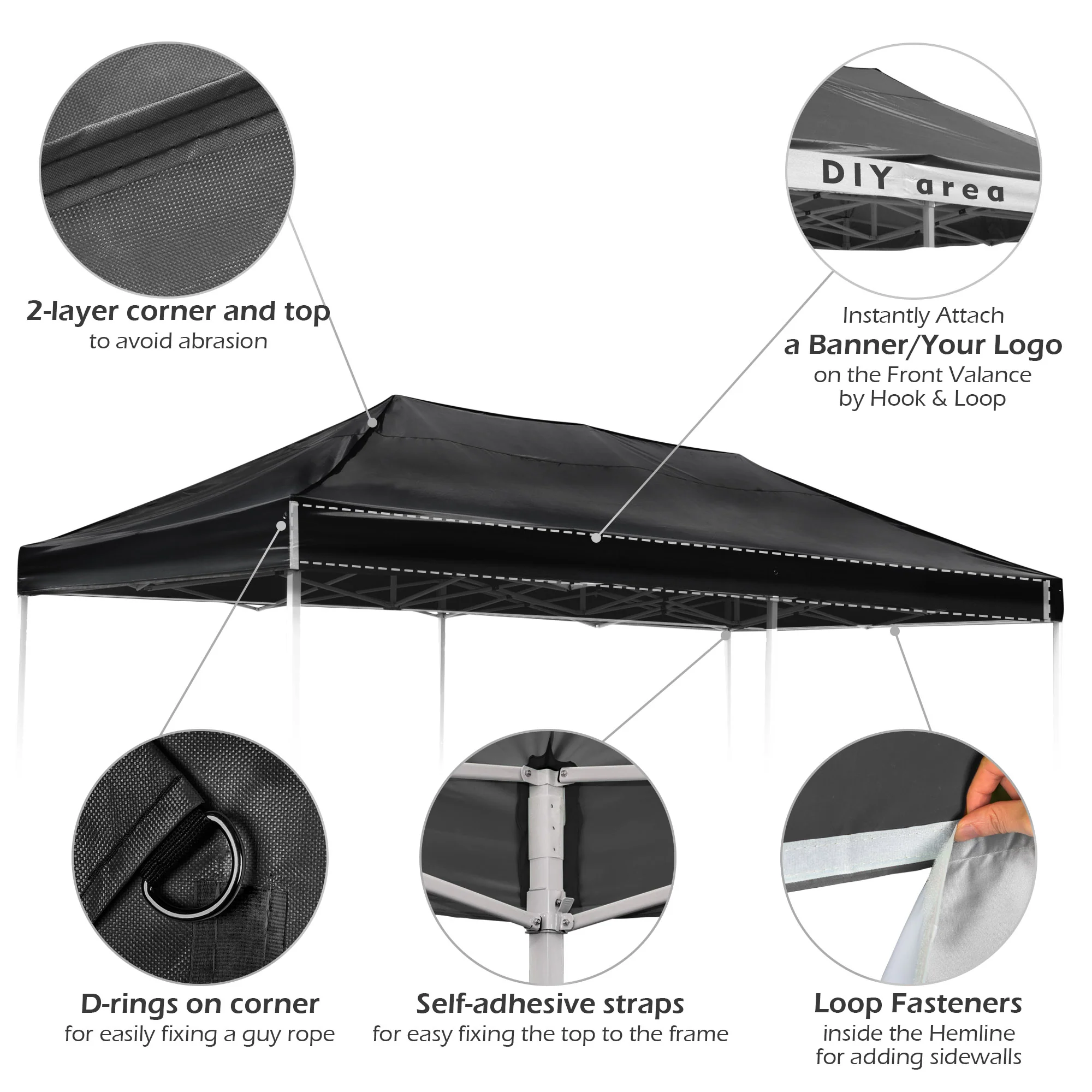 Yescom InstaHibit 10x20 Ft Pop up Canopy Top with 4 Sand Weight Bags Beach Picnic Party