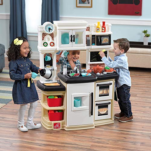 Step 2 Step2 Great Gourmet Kitchen | Durable Kids Kitchen Playset with Lights &a; Sounds | Tan Plastic Play Kitchen