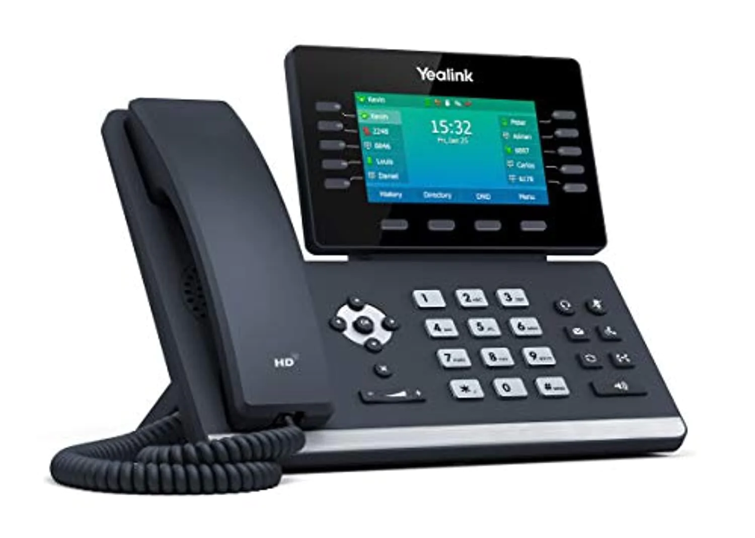 yealink t54w ip phone, 16 voip accounts. 4.3-inch color display. usb 2.0, 802.11ac wi-fi, dual-port gigabit ethernet, 802.3af
