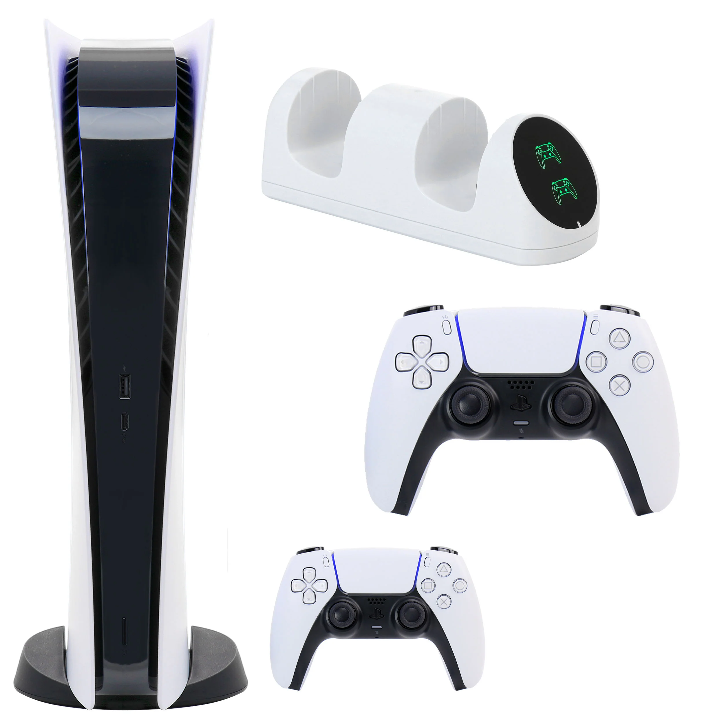 Sony PS5 Digital Console with Extra White Dualsense Controller and Headset