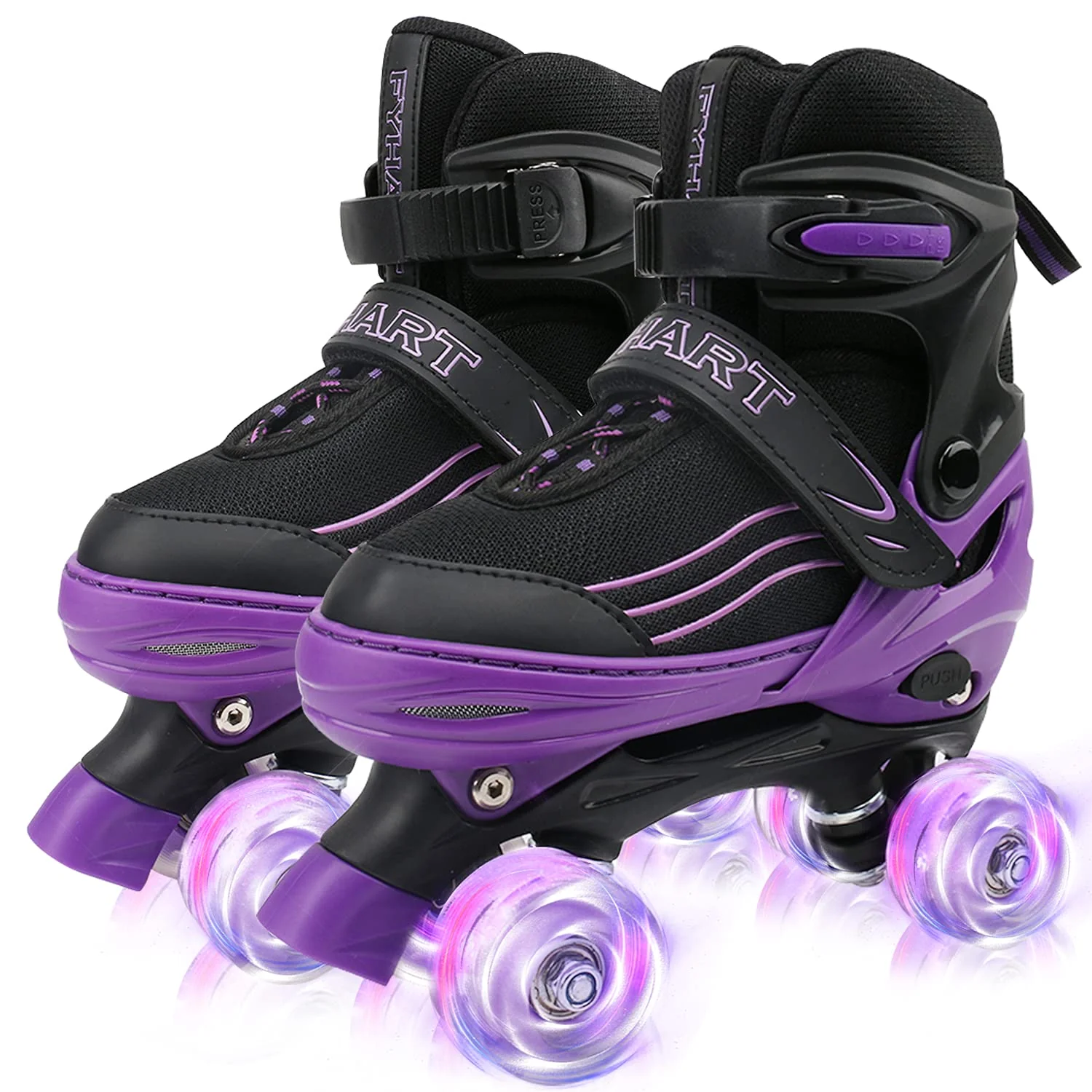 HXWY Kids Roller Skates for Boys Girls Child, Adjustable 4 Sizes Roller Skates for Adult and Youth with Light Up Wheels, Black P