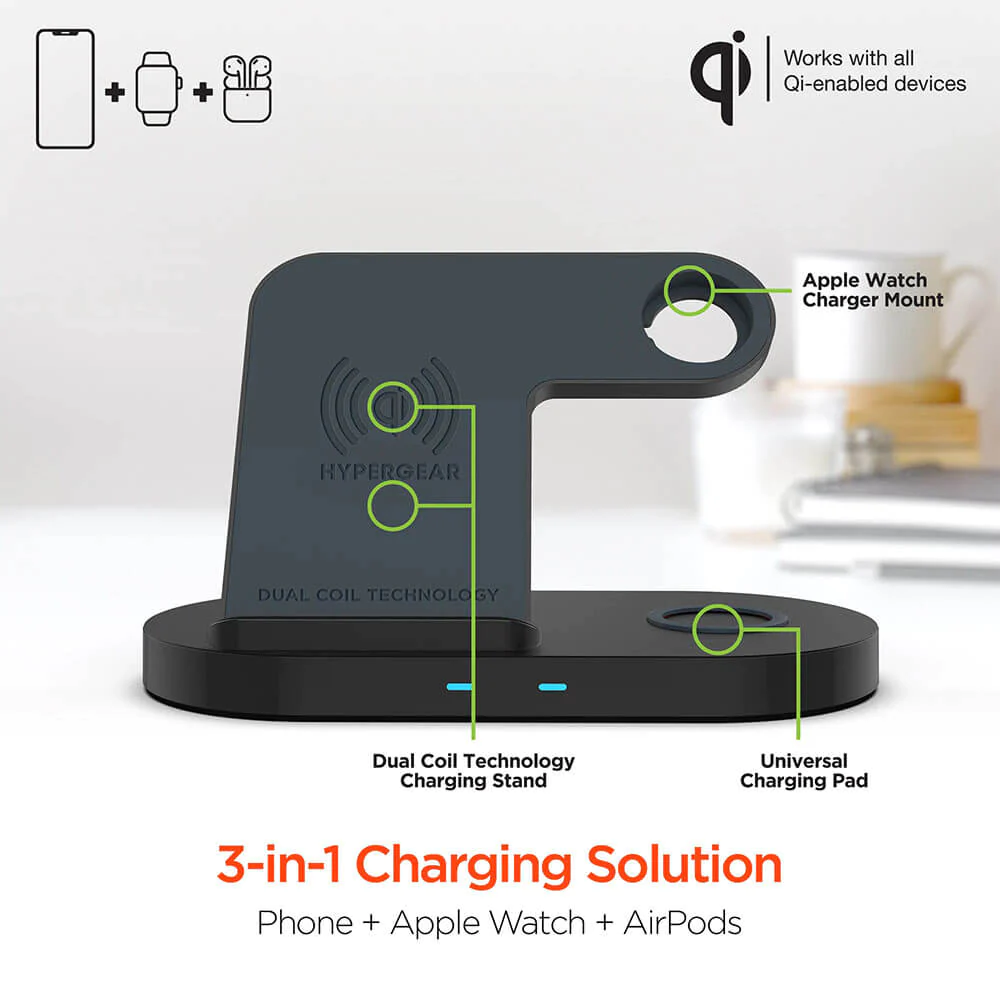 Hypergear 15328 3-in-1 Wireless Charging Dock