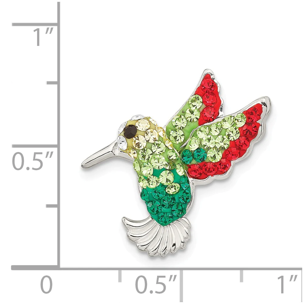 Jewelryweb Sterling Silver Multi-colored Preciosa Crystal Hummingbird Pin
