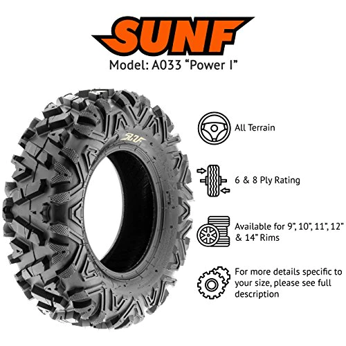SunF 25x10-12 25x10x12 ATV UTV Tires 6 PR Tubeless A033 POWER I [Set of 2]