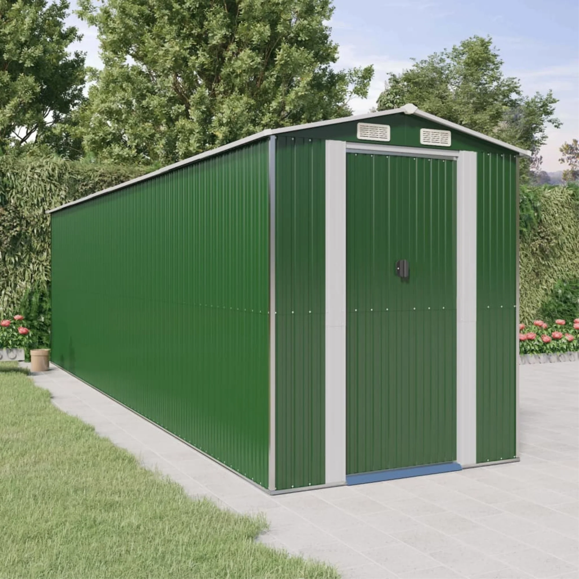 vidaXL Garden Shed Green 75.6