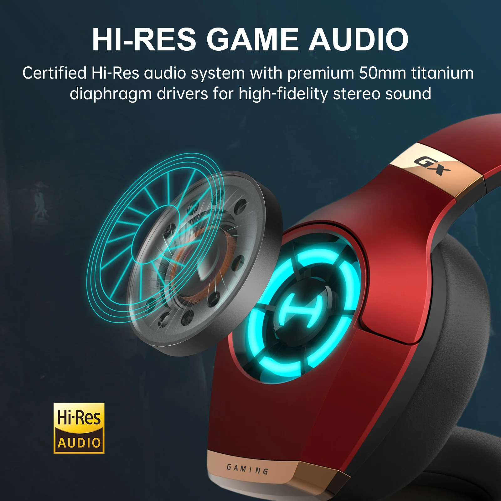 Edifier HECATE by Edifier GX Hi-Res Gaming Headset - Wired Gaming Headphones w/ Microphone RGB Lighting - ENC Noise Cancelling - Red