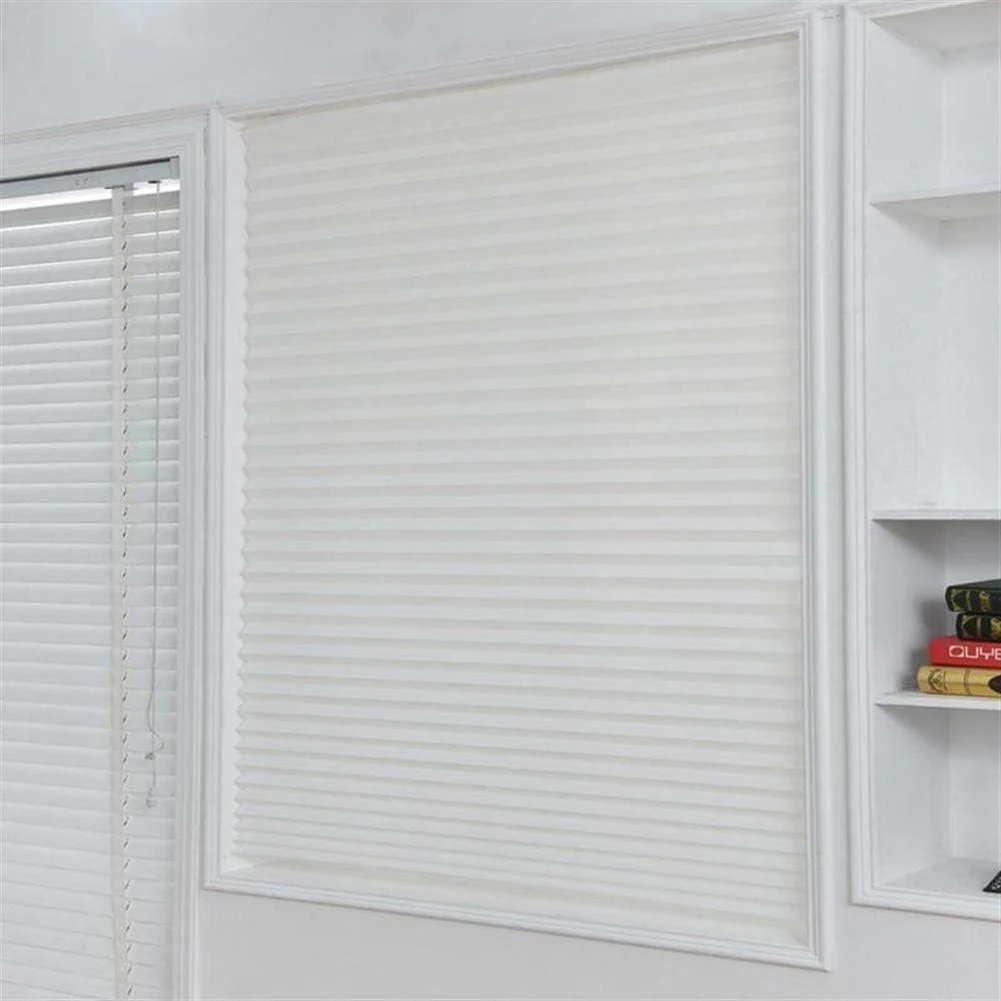 Generic 1pc Self-Adhesive Pleated Blinds Half Blackout Windows Curtains for Bathroom Kitchen Balcony Shades Office Lliving Room Blind (