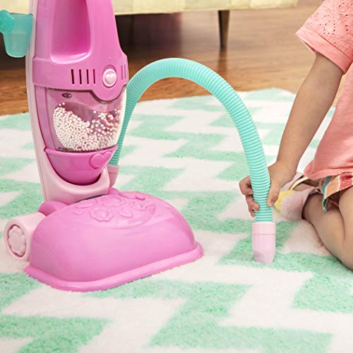 Play Circle by Battat – Home Neat Home Pink Vacuum Cleaner Set – 2-in-1 Pretend Play House Cleaning Playset with Realistic Sound