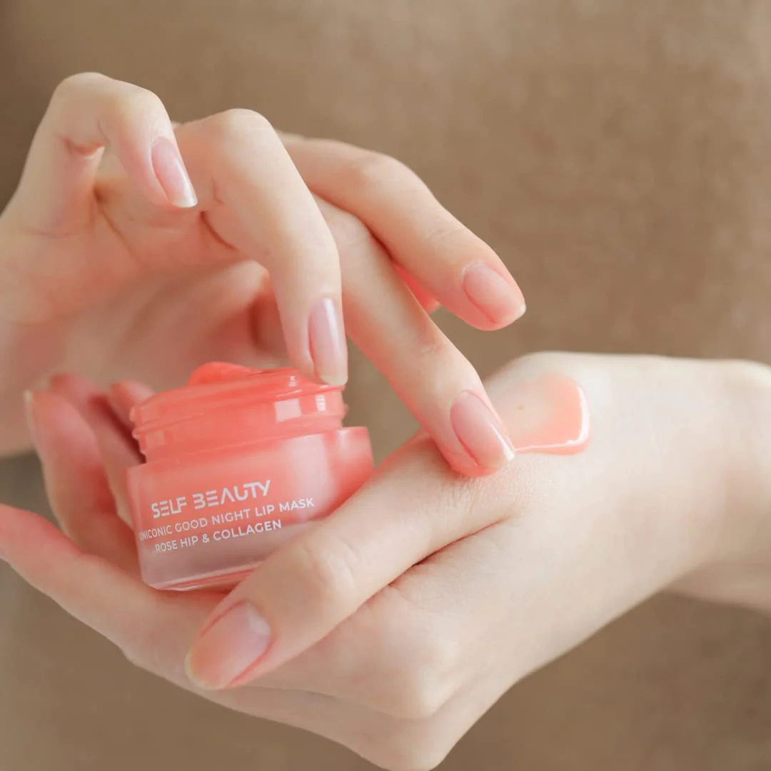 SELF BEAUTY SelfBeauty Lip Mask - Rosehip &a; collagen, Vegan Lip Balm, Lip Moisturizer, Overnight Hydrating Lip Treatment with collagen Pepti