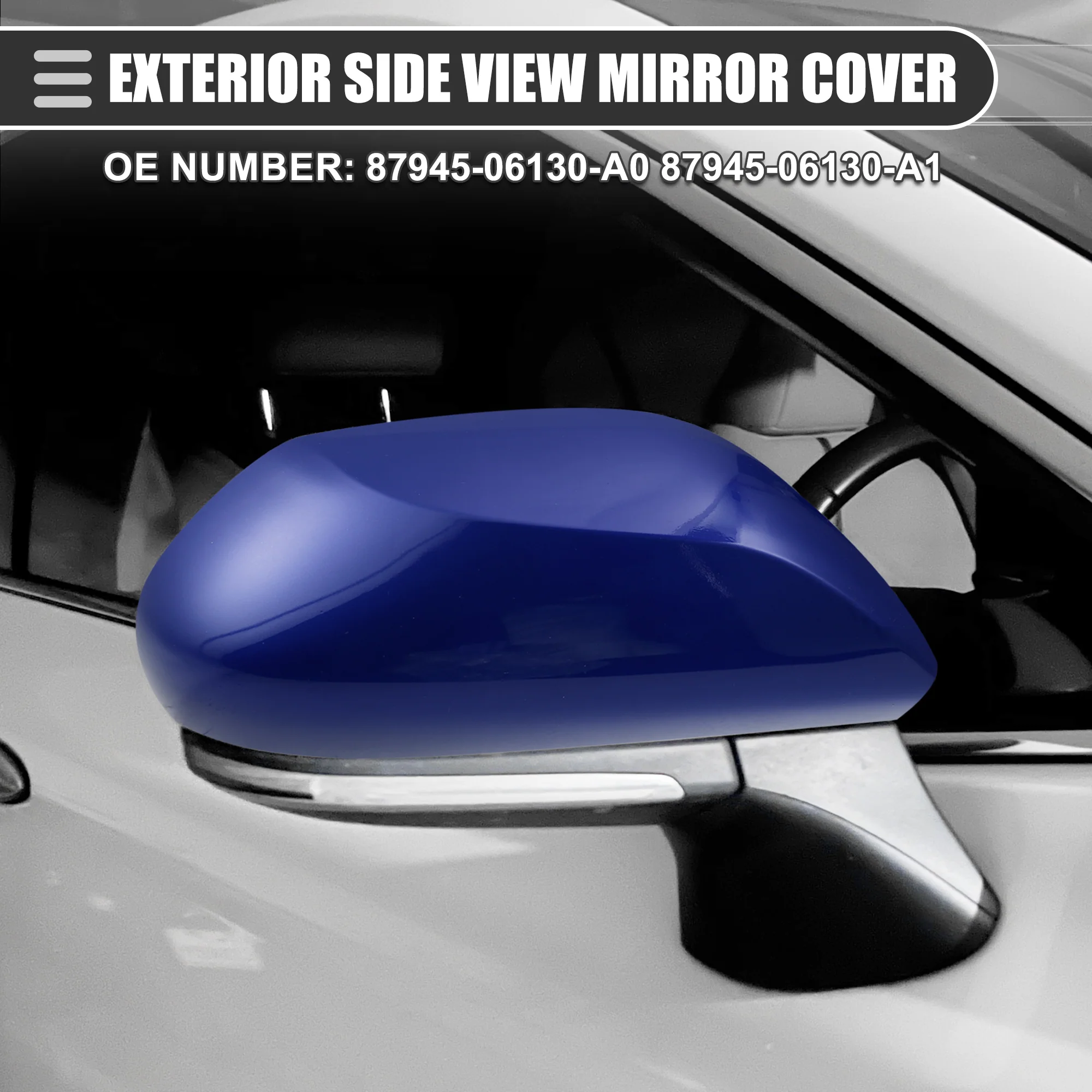 Unique Bargains Right Side Mirror Cover Cap for Toyota Camry 2018-2023 87915-06130-A0 Blue