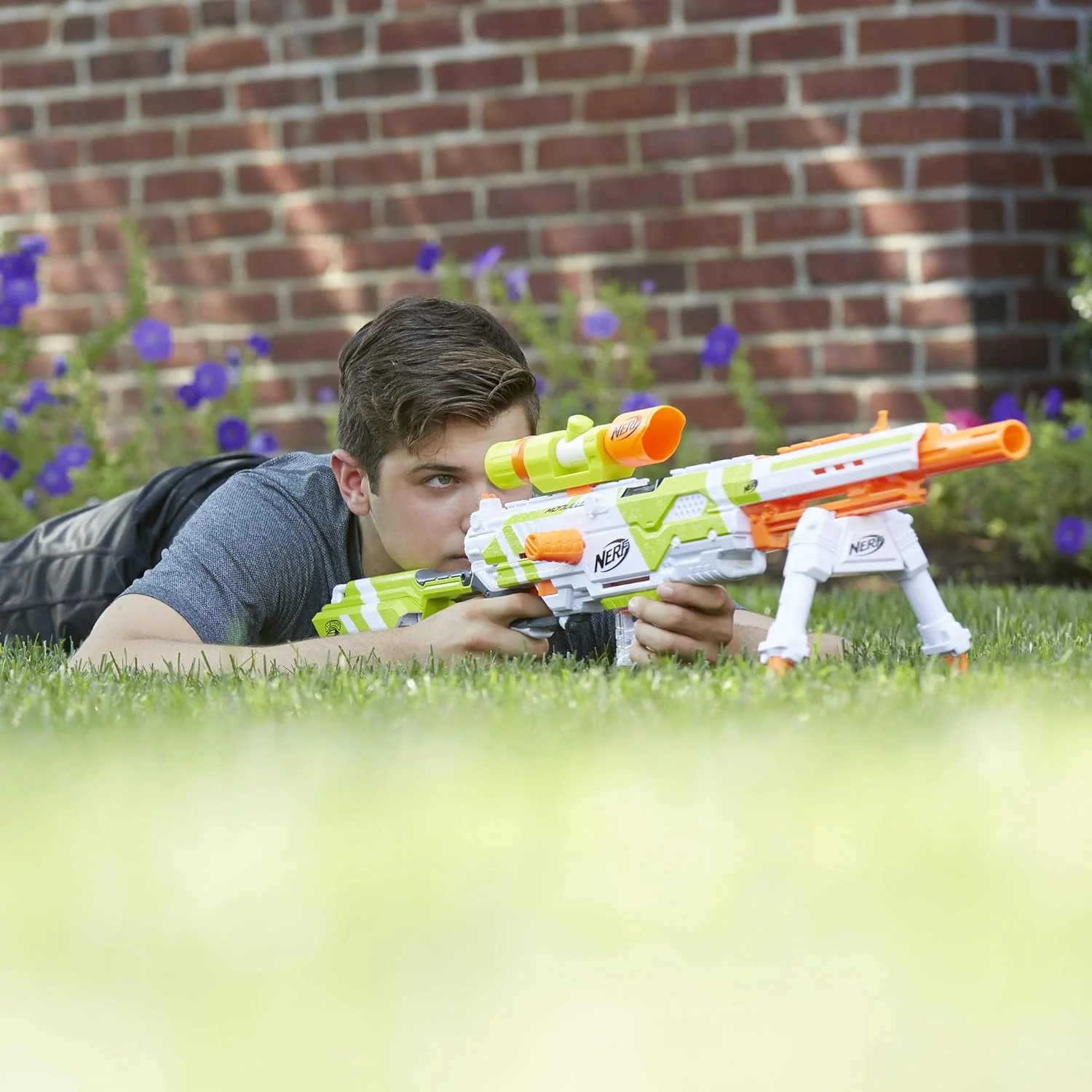 Hasbro Nerf Modulus Longstrike CS-6 Blaster, Bipod, Nerf Scope, Barrel, 3X 6-Dart Clips, 18 Nerf Elite Darts, Kids Outdoor Toys (Ama…
