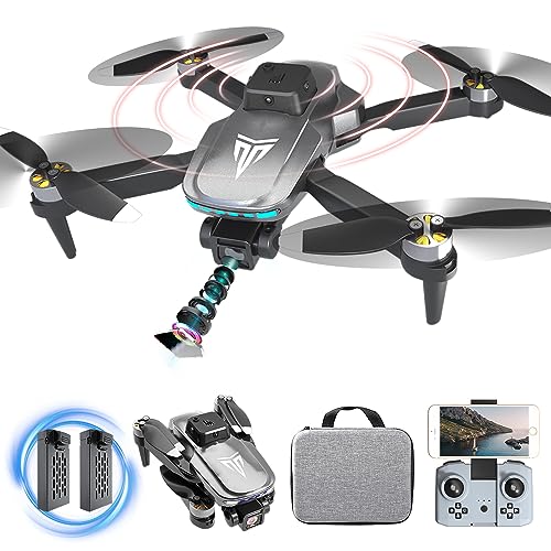 TizzyToy Brushless Motor Drone with Camera-4K FPV Foldable Drone with Carrying Case,40 mins of Battery Life,Two 1600MAH,120° Adjustable L