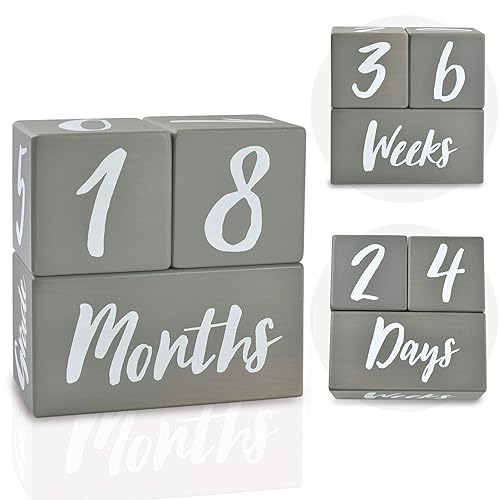 I&s;M Im Solid Wood Weekly Monthly Yearly Baby Milestone Age Blocks, gender Neutral, Newborn gifts &a; Keepsakes for Picture Props (3 Pc