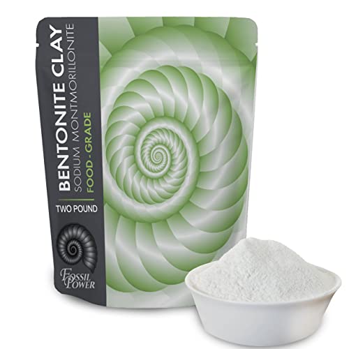 FOSSIL POWER Bentonite clay Food grade Powder 2 LB - Pure &a; Natural for Toothpaste, Detox, and More - Heal Damaged Skin - DIY cl