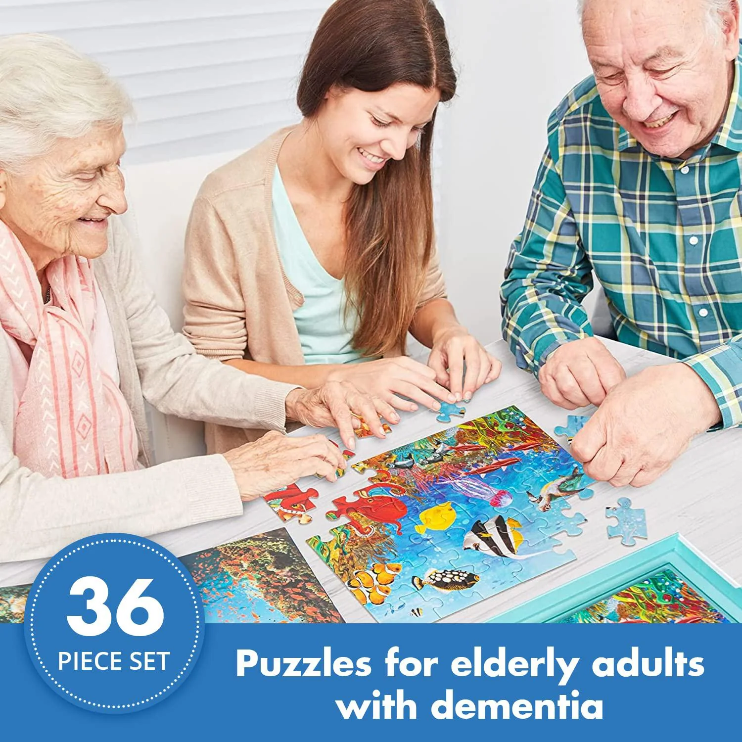 Assistex dementia jigsaw 36 large puzzle for seniors - alzheimer&s;s activity for adults with conversation prompts - best memory game fo