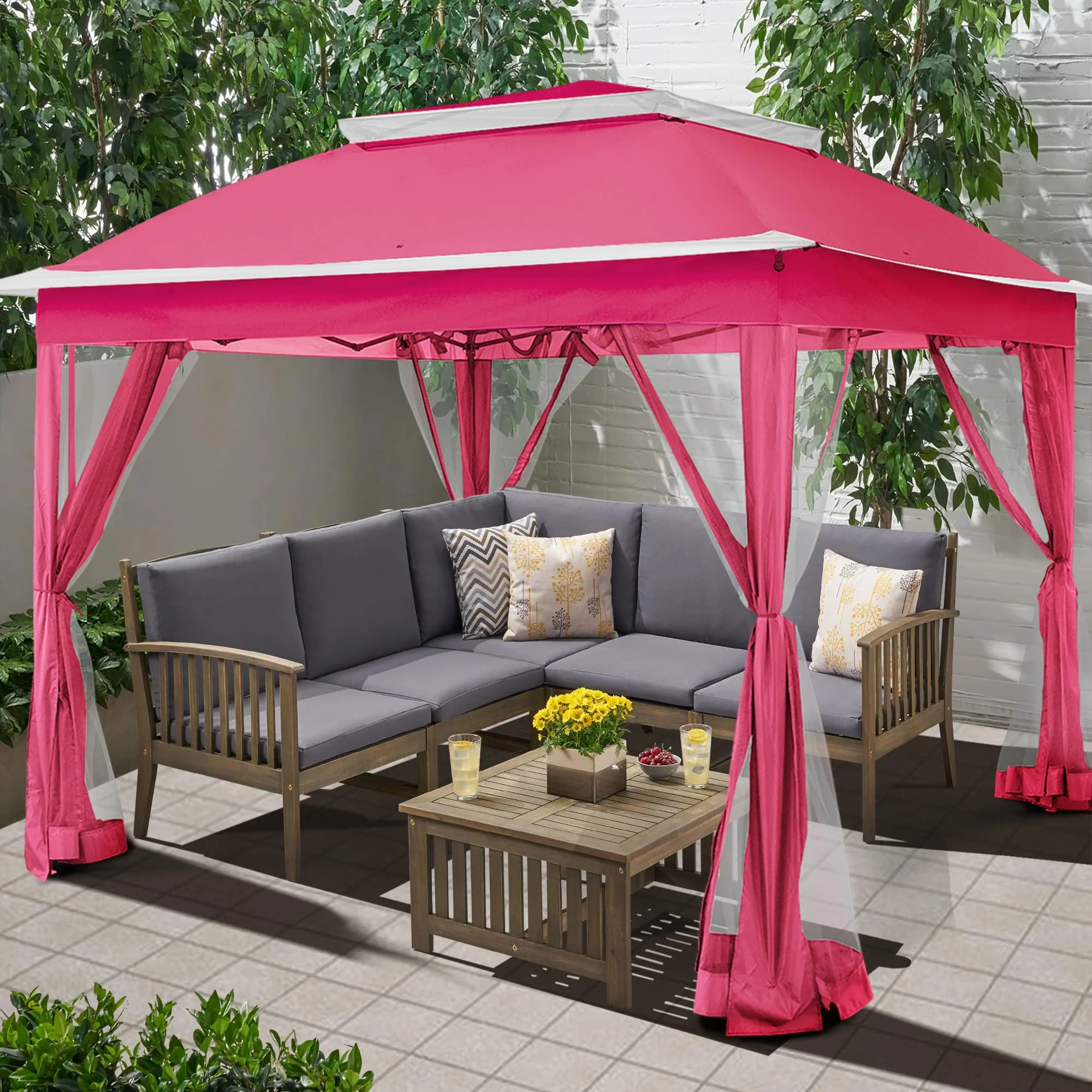 meetleisure 11&s;x11&s; pop up gazebo for patios gazebo canopy tent with sidewalls outdoor gazebo with mosquito netting pop up ca