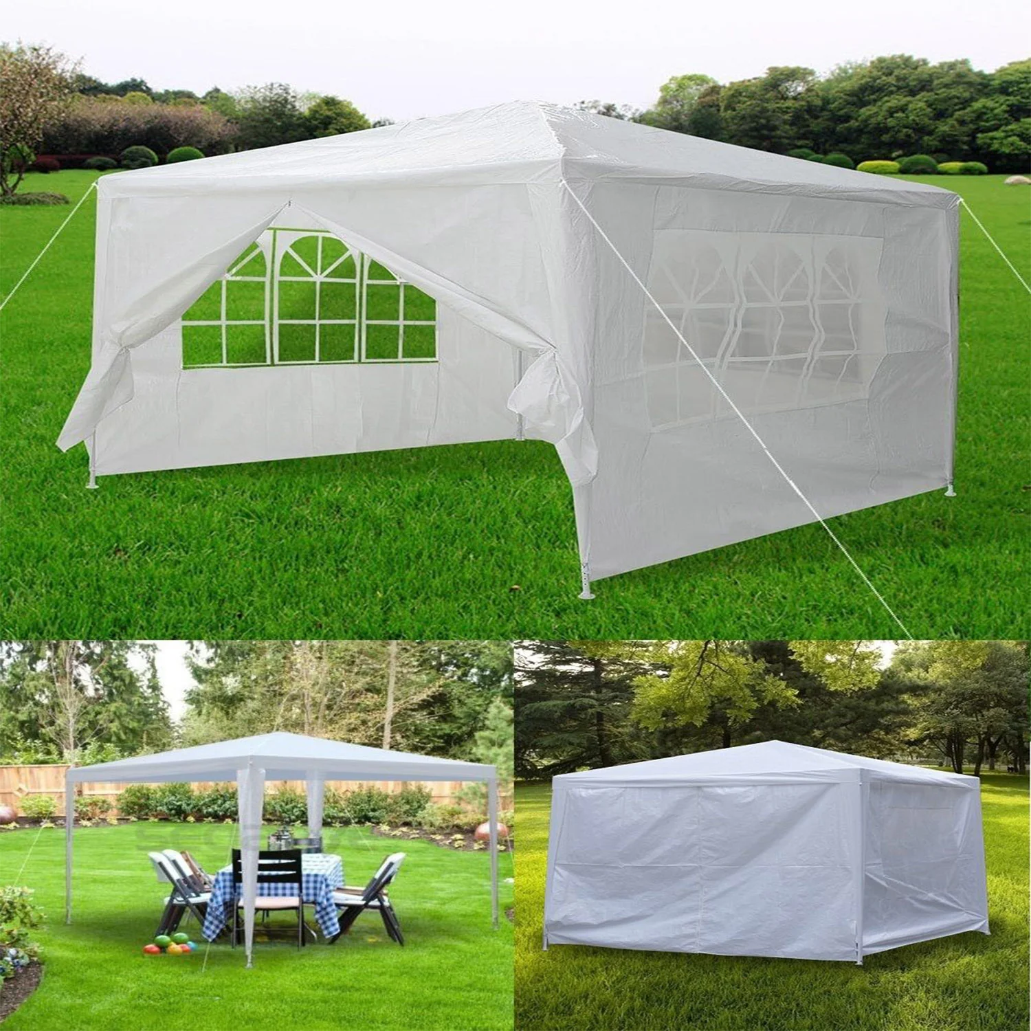 Winado 10&s; x 10&s; Canopy Outdoor Party Wedding Tent Gazebo Pavilion 4 Removable sidewalls,White Canopy Tent BBQ Shelter