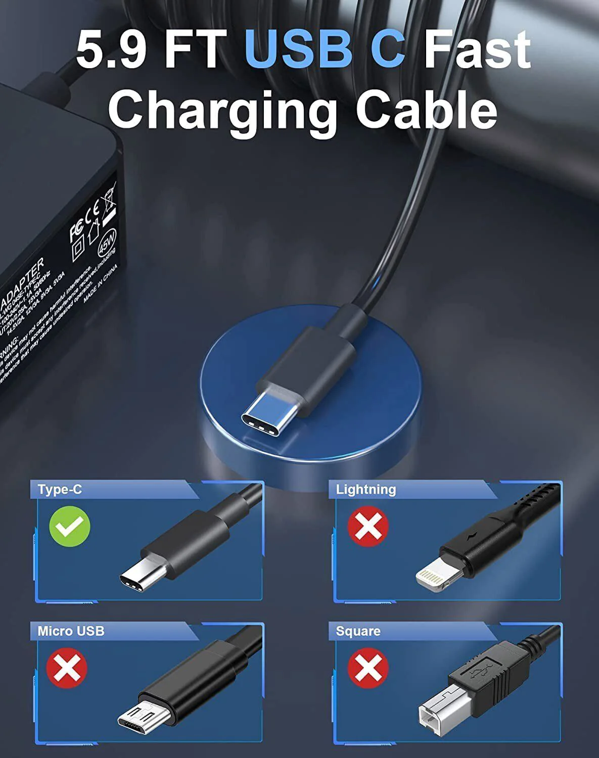 GCP Products 45W Laptop Charger Power Adapter For Nintendo Switch Game Controller Steamdeck