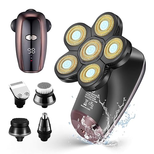 Vsmooth Upgrade 5 in 1 Electric Razor for Men - Wet and Dry Bald Head Shaver - Cordless Rechargeable Face and Head Shavers for Men, Wate