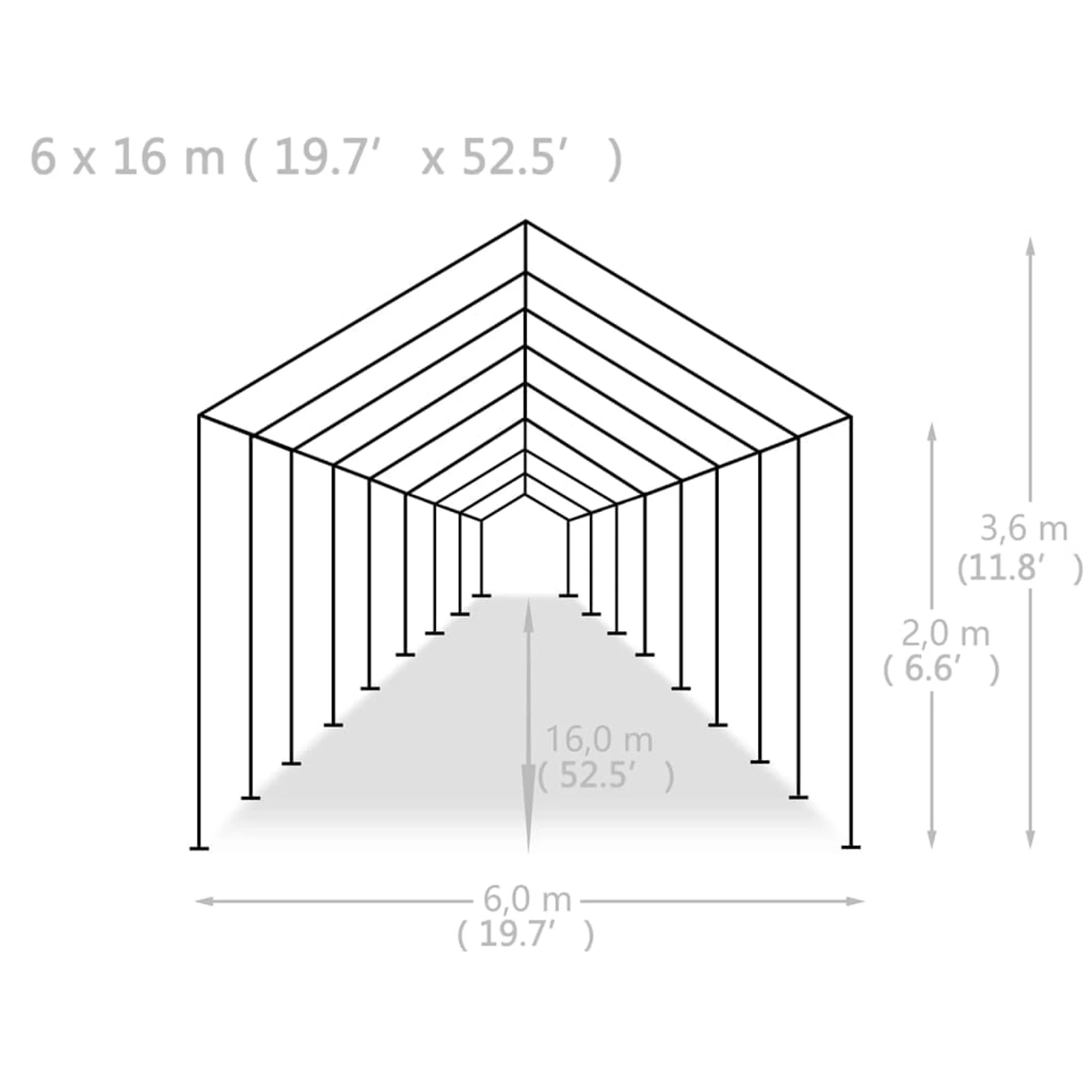 vidaXL Party Tent PE 19.7&s;x52.5&s; White