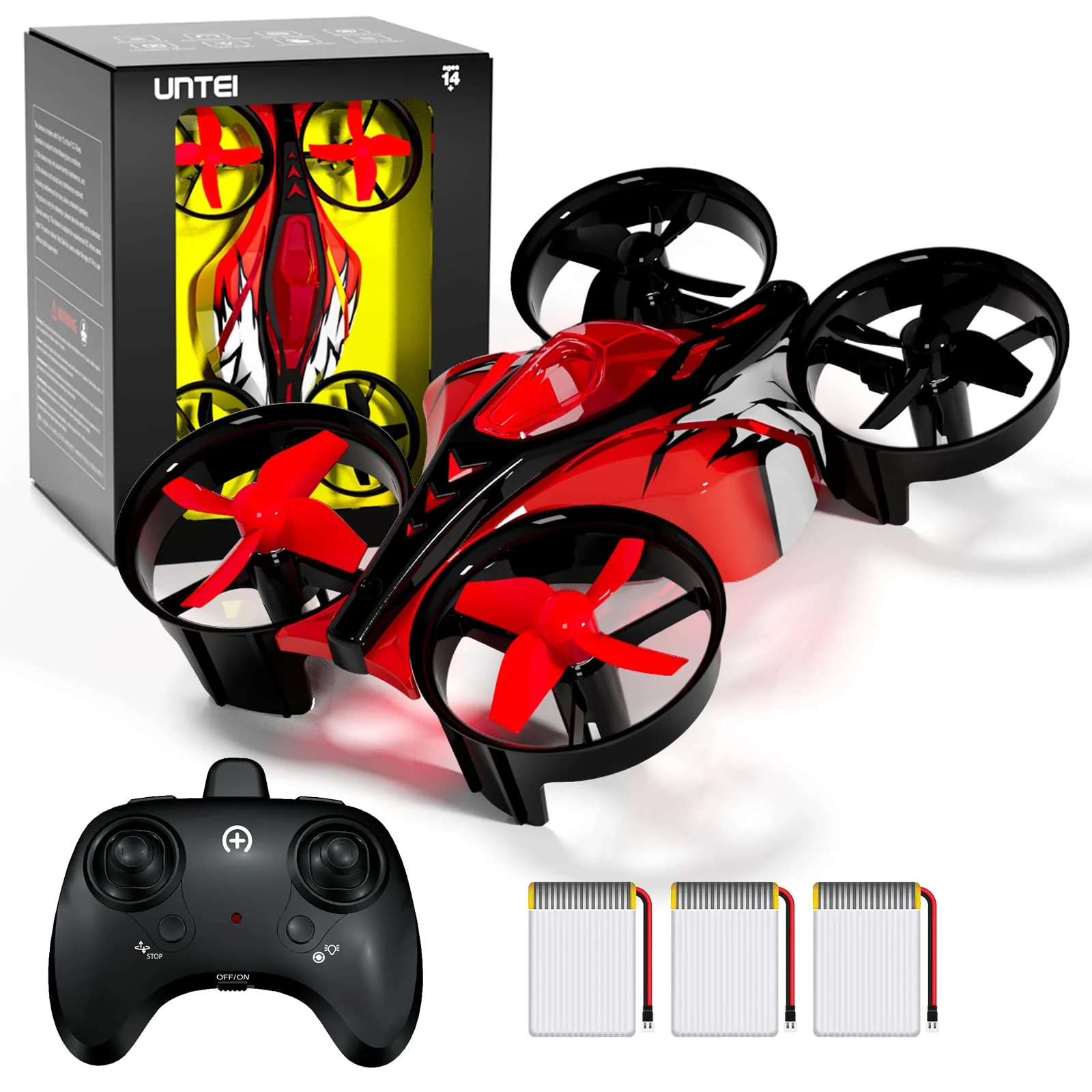 UNTEI 2 In 1 Mini Drones for Kids Remote Control Drone with Land Mode or Fly Mode, LED Lights,Auto Hovering, 3D Flip,Headless Mo