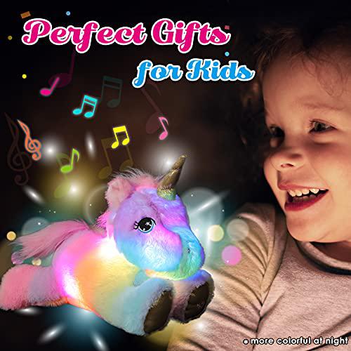 cuteoy musical led plush unicorn light up stuffed animal night lights singing glow in the dark lullabies birthday gifts for k