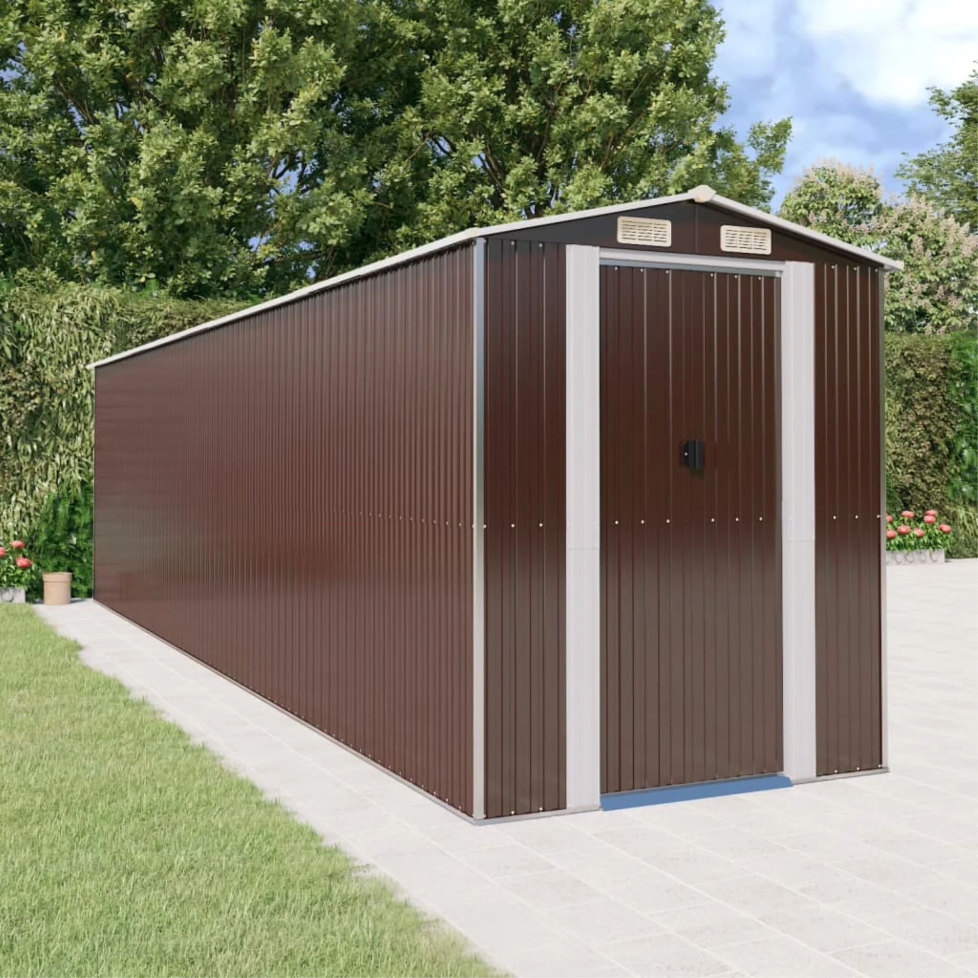 vidaXL Garden Shed Dark Brown 75.6