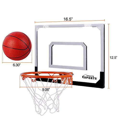 AOKESI Basketball for Kids - 16.5 x 12.5 Pro Indoor Mini Basketball Hoop Set for Door &a; Wall with Complete Accessories - Basketb