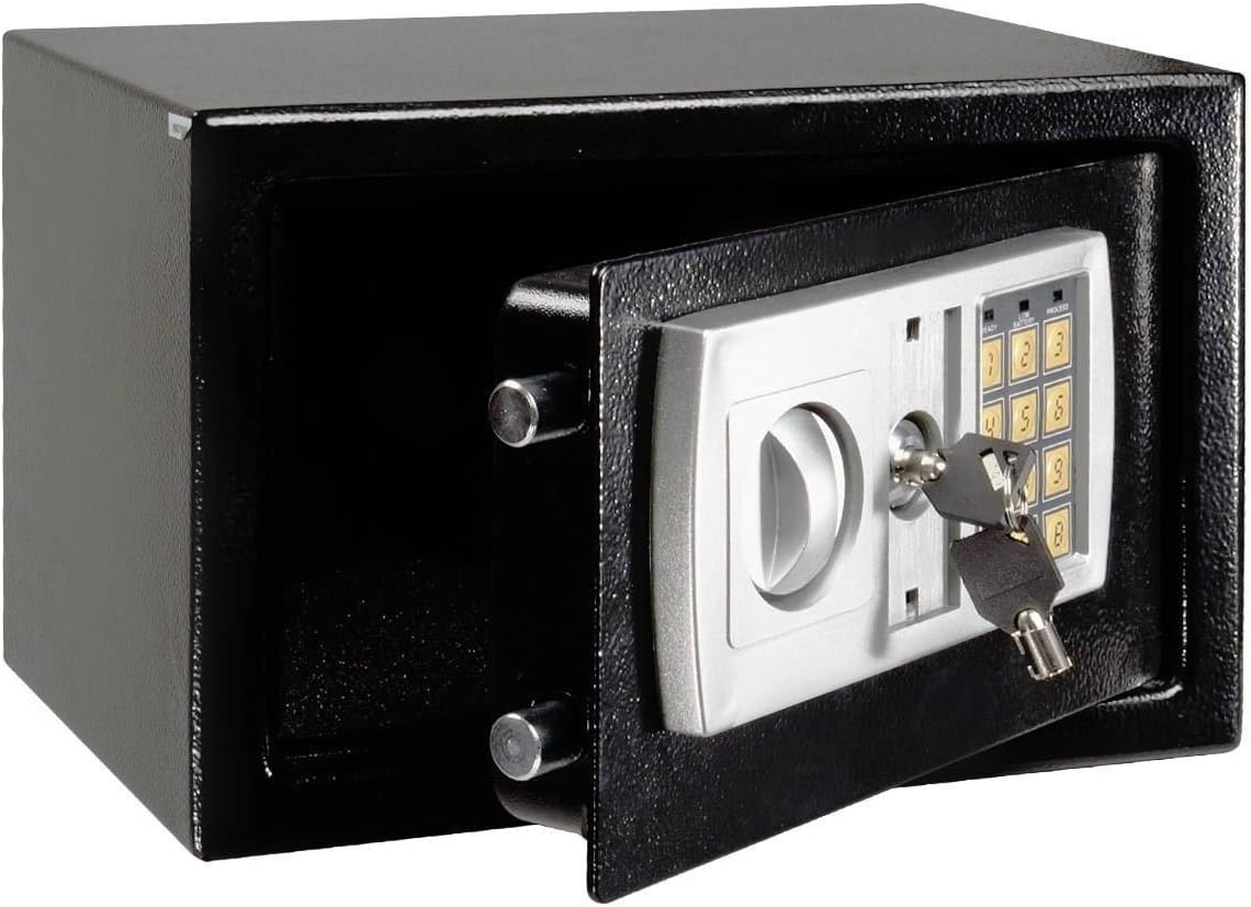 Safstar Security Safe Box with Keypad, 2 Manual Override Keys, Digital Safe for Home, Business, Travel, Protect Money, Jewelry and More