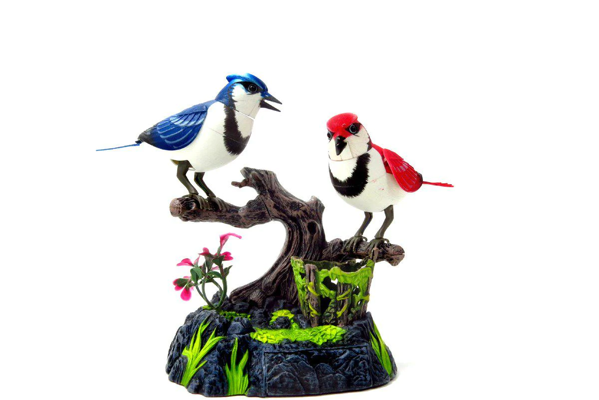chimaera singing &a; chirping birds electronic pets- realistic sounds &a; movements (blue jays)